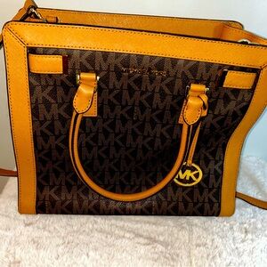 Brown and Tan Michael Kors tote with logo